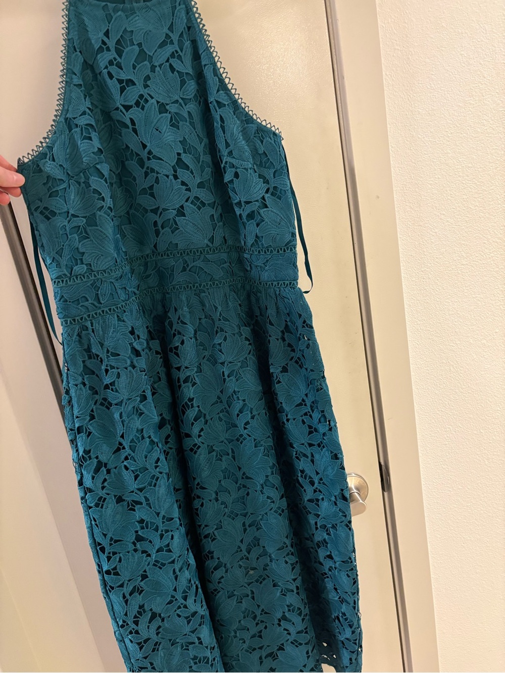 LOFT Teal Lace Halter Dress